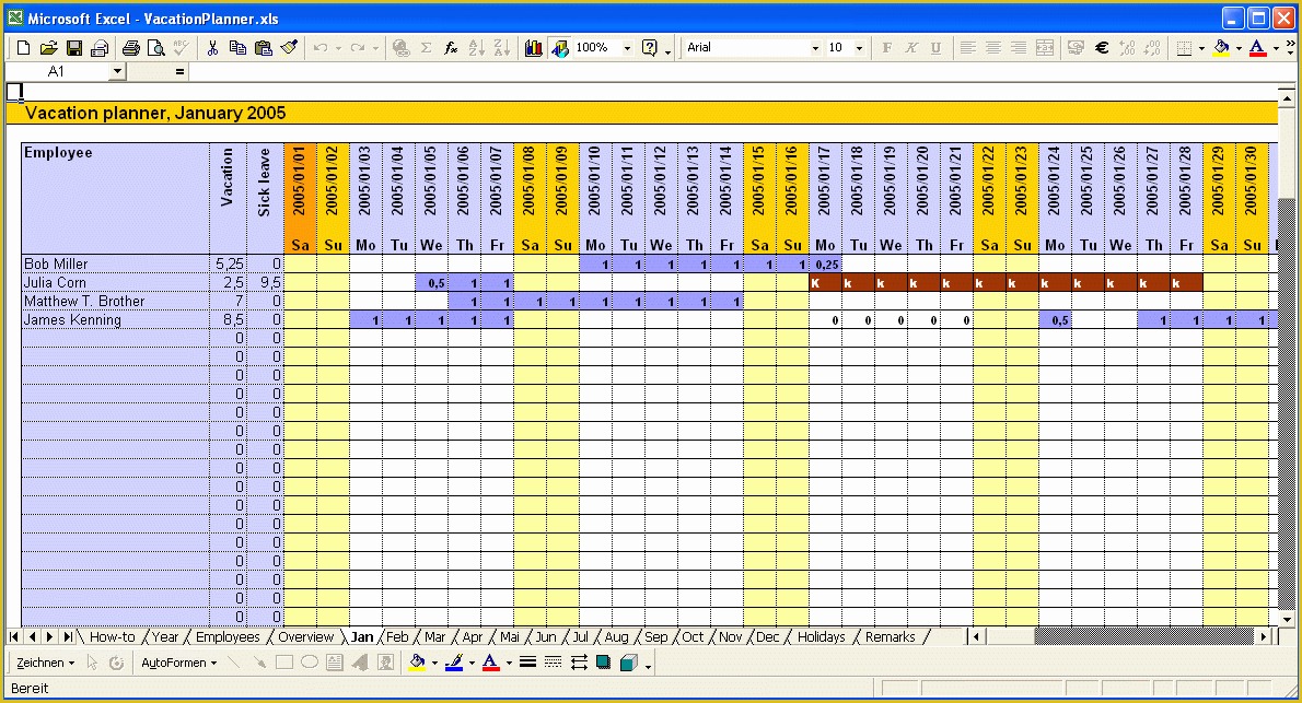 Free Excel Employee Capacity Planning Template Of Calendar Vacation Planner Vacation Planner 2016 Excel