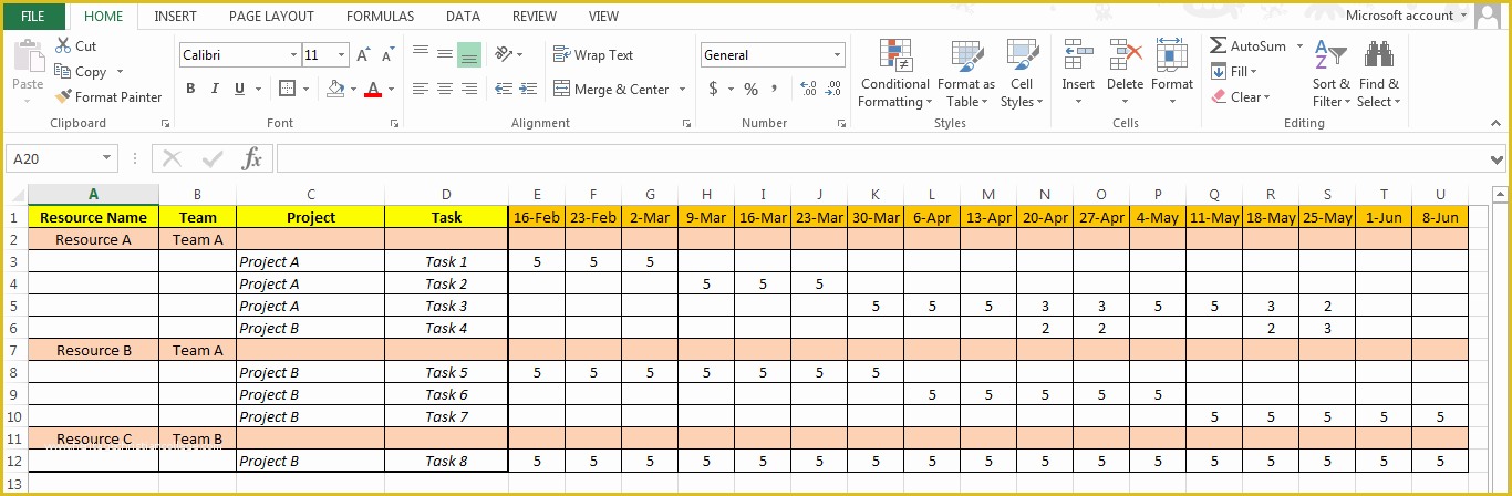 Free Excel Employee Capacity Planning Template Of Resource Planning Template Image Collections Template
