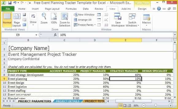 Free Excel Project Management Tracking Templates Of Free event Planning Tracker Template for Excel