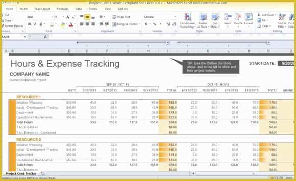 Free Excel Project Management Tracking Templates Of Project Cost Tracker Template for Excel 2013