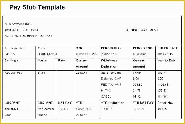 Free Fake Check Stubs Template Of Download A Free Pay Stub Template for Microsoft Word