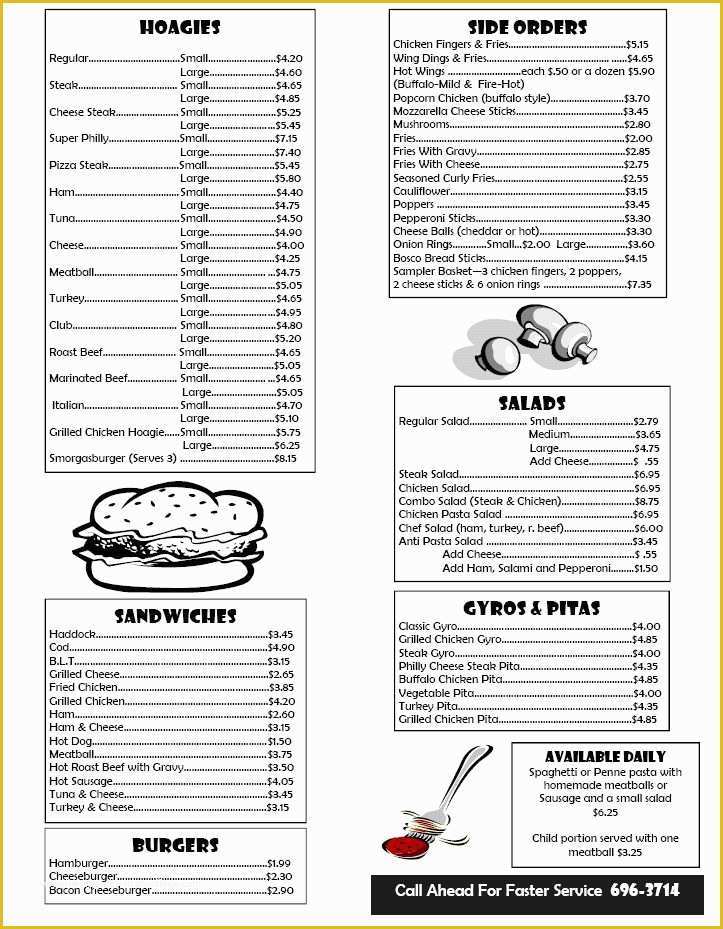 Free F&amp;i Menu Template Of Box Lunch Menu Template