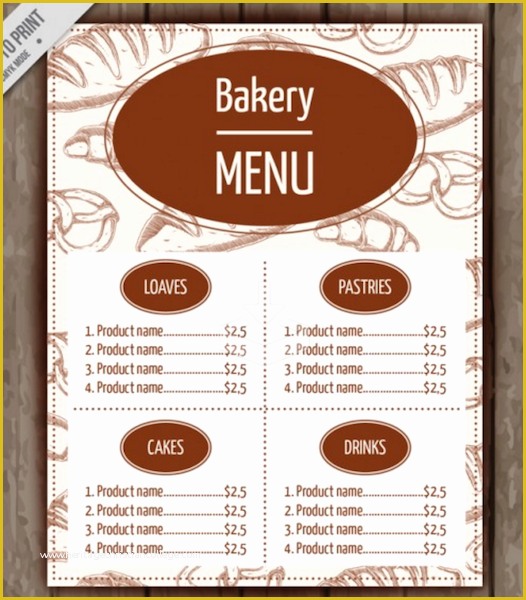 Free F&amp;i Menu Template Of Free Bakery Flyer Templates Yourweek 580d33eca25e