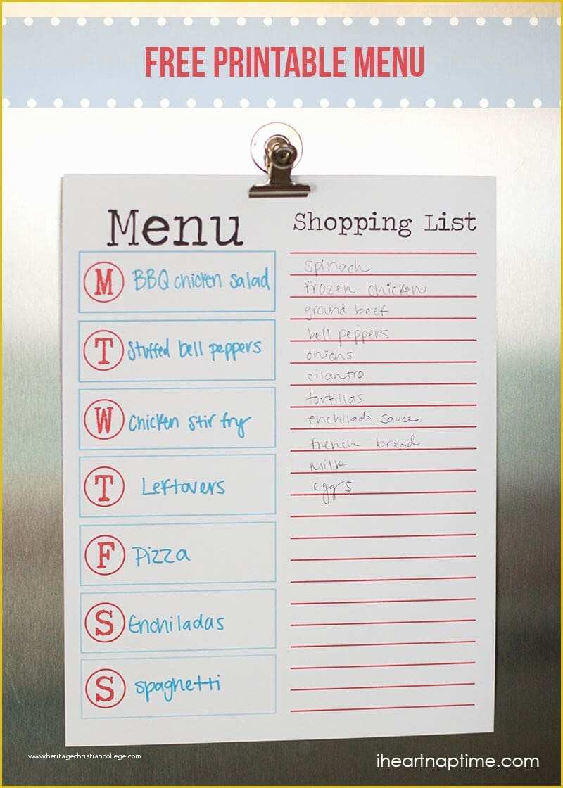 Free F&amp;i Menu Template Of Free Printable Menu for Summer I Heart Nap Time