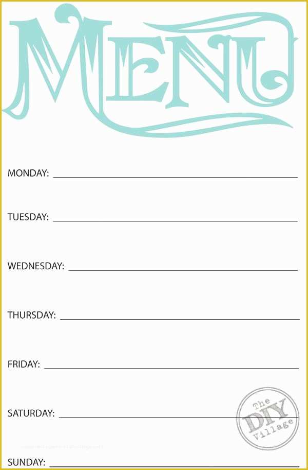 Free F&amp;i Menu Template Of Free Printable Weekly Menu Planner