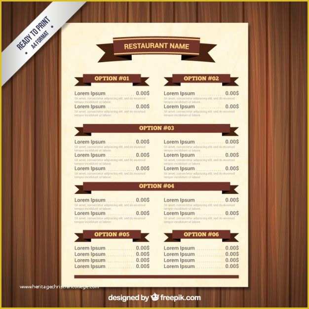 Free F&amp;amp;i Menu Template Of Menu Template with Ribbons Freepik Cafe Pin 9