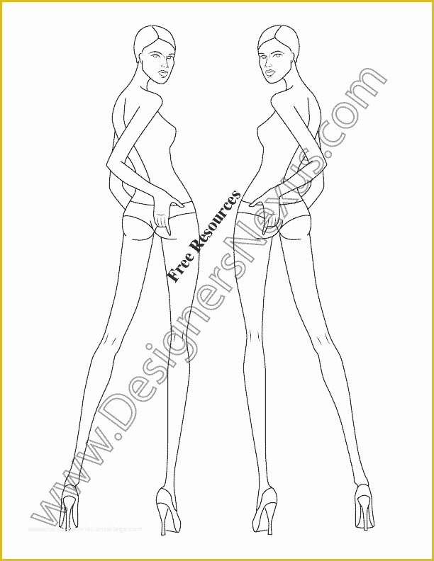 Free Fashion Templates Of Female Fashion Croquis Template Free Download V39 Back