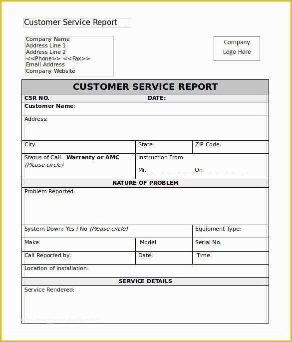 Free Field Service Report Template Of 10 Sample Service Reports