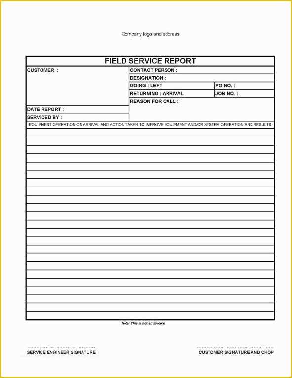 Free Field Service Report Template Of Service Report form Template