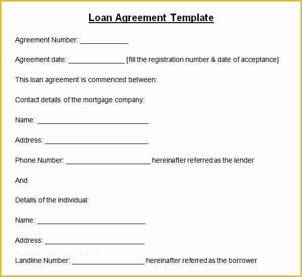 Free Financial Loan Agreement Template Of 10 Sample Standard Loan Agreement Templates