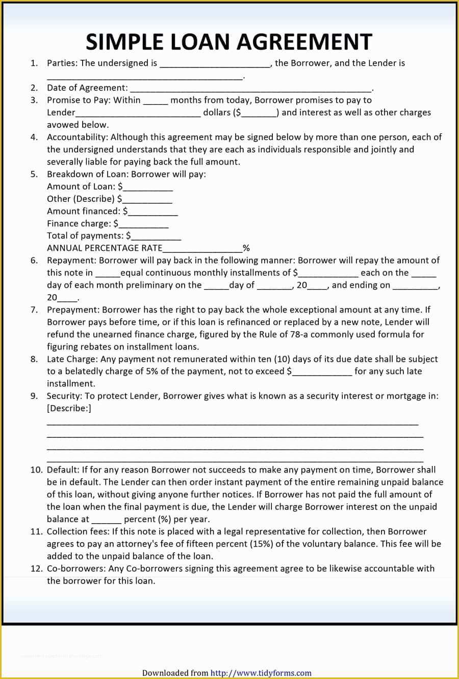 Free Financial Loan Agreement Template Of 40 Free Loan Agreement Templates [word &amp; Pdf] Template Lab