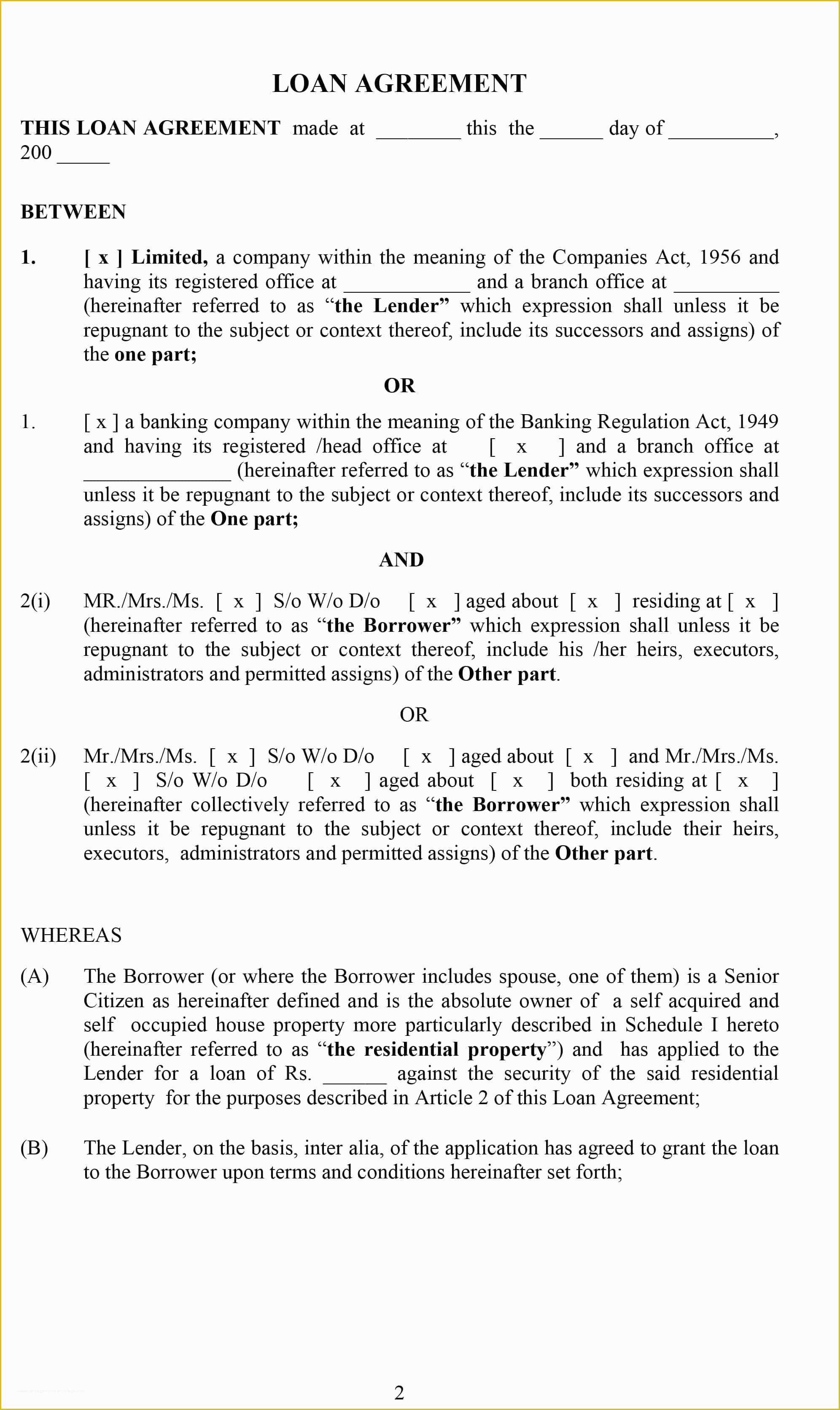 Free Financial Loan Agreement Template Of 40 Free Loan Agreement Templates [word & Pdf] Template Lab