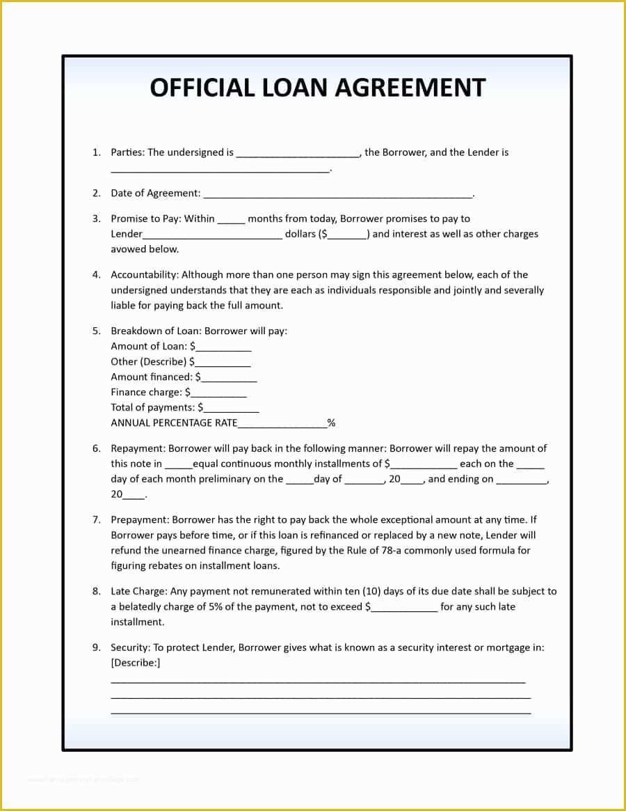 Free Financial Loan Agreement Template Of 40 Free Loan Agreement Templates [word &amp; Pdf] Template Lab