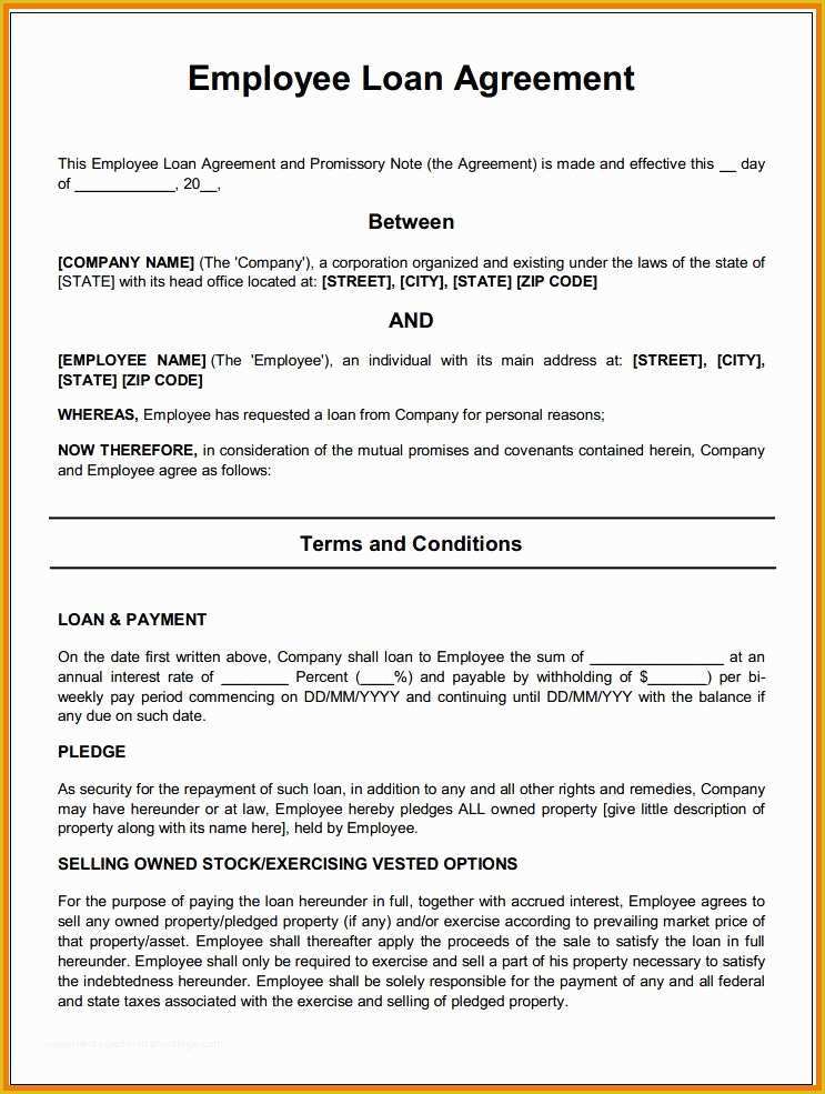Free Financial Loan Agreement Template Of Employee Loan Agreement Template Employee Loan Agreement