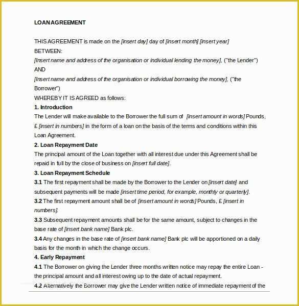 Free Financial Loan Agreement Template Of Loan Agreement Template – 11 Free Word Pdf Documents