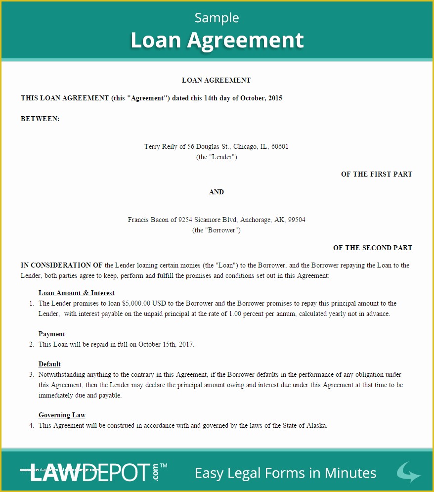 Free Financial Loan Agreement Template Of Loan Agreement Template Us Free Loan Contract
