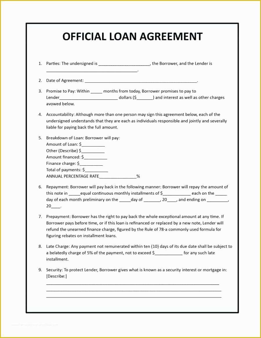 Free Financial Loan Agreement Template Of Template Standard Loan Agreement Template