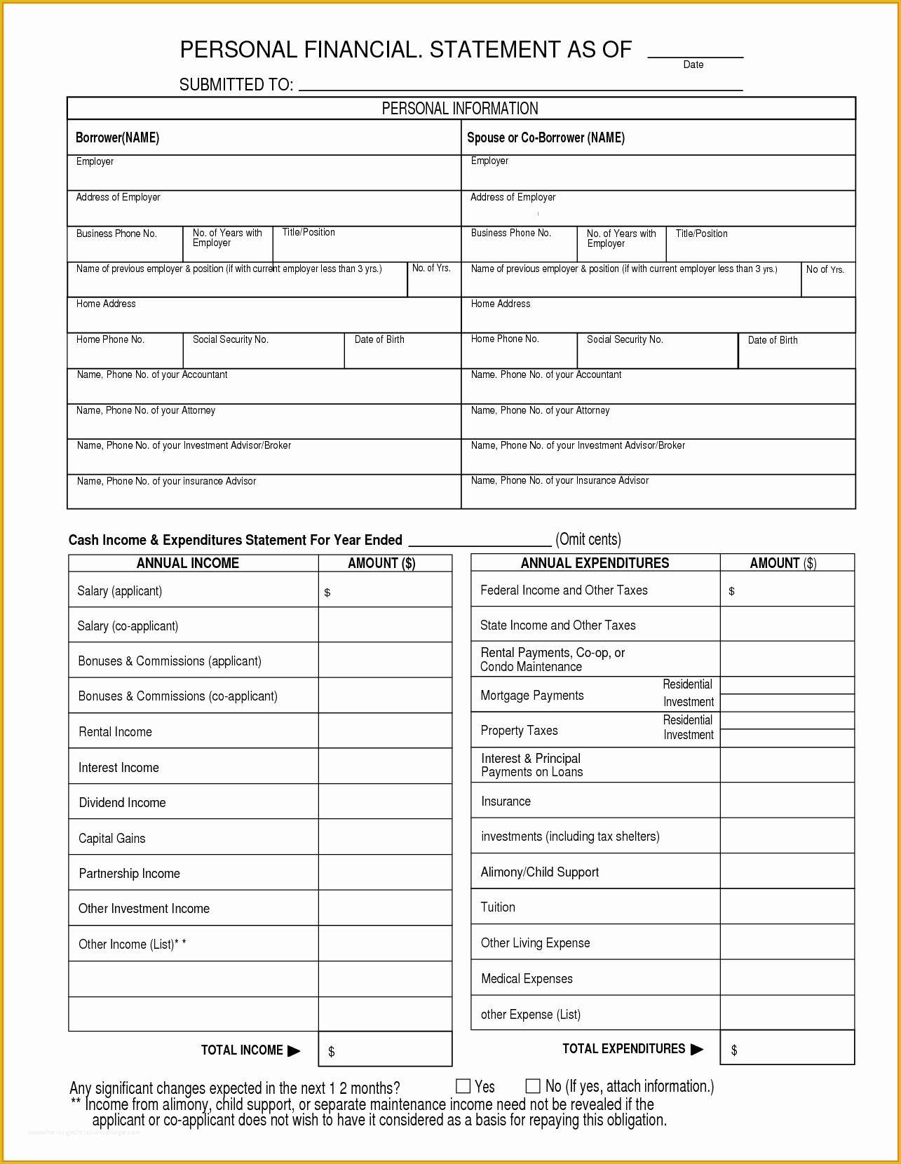 Free Financial Statement Template Of 14 Personal Financial Statement