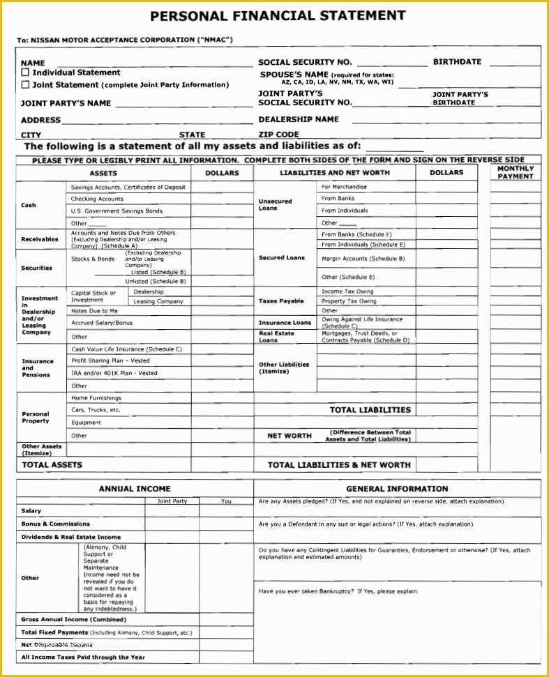 Free Financial Statement Template Of 40 Personal Financial Statement Templates & forms