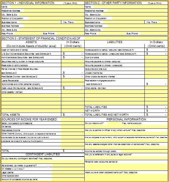 Free Financial Statement Template Of 40 Personal Financial Statement Templates & forms