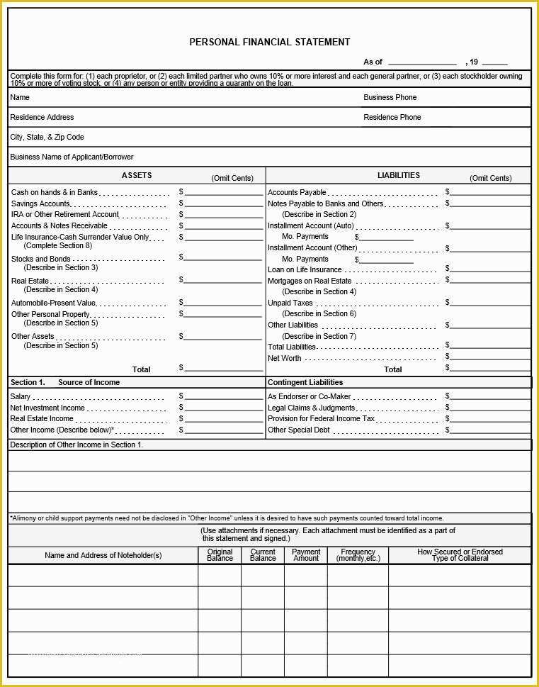 Free Financial Statement Template Of 40 Personal Financial Statement Templates & forms