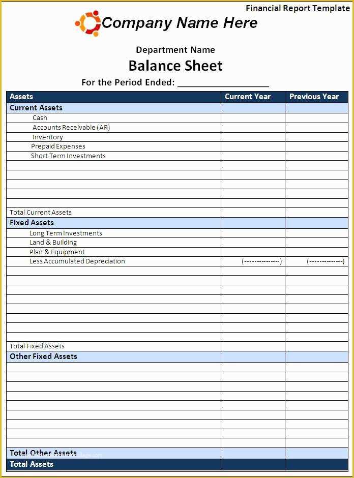 Free Financial Statement Template Of Financial Report Template Free formats Excel Word