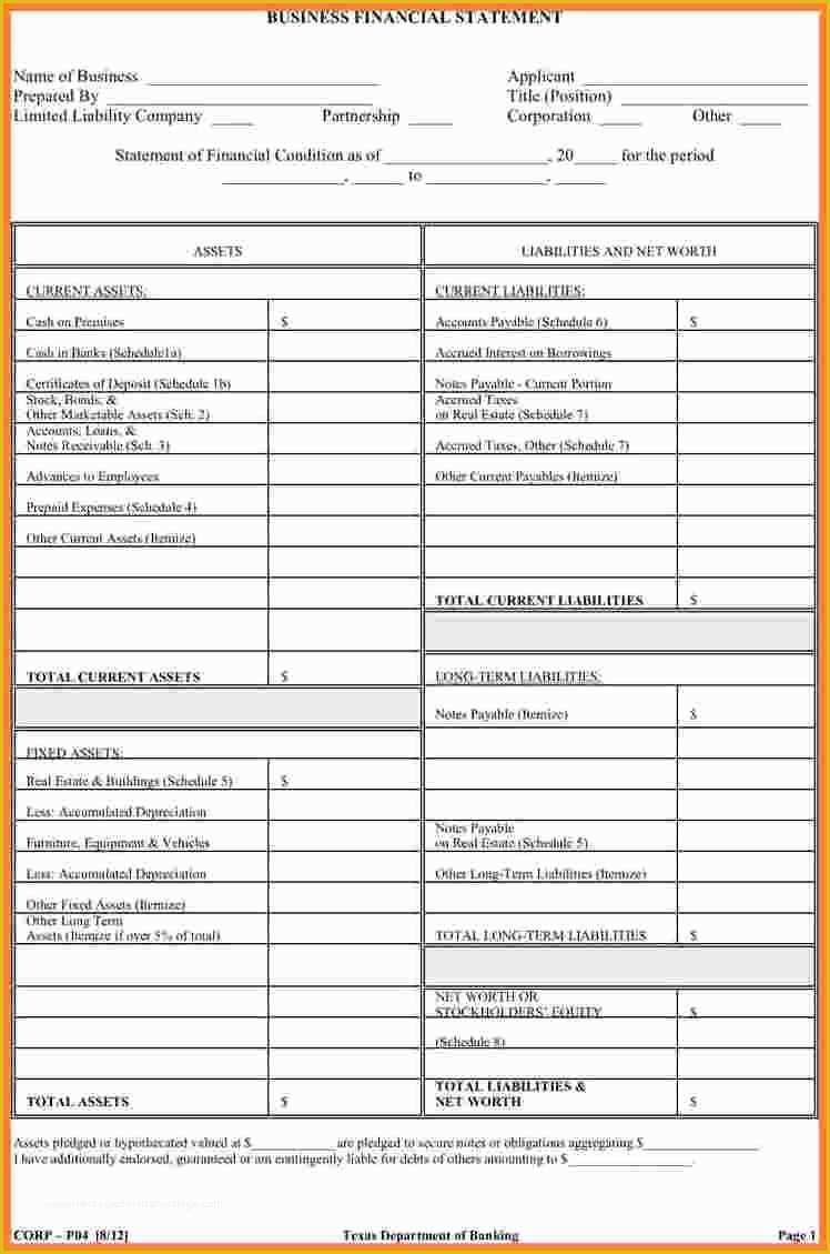 Free Financial Statement Template Of Free Small Business Financial Statement Template Free Download