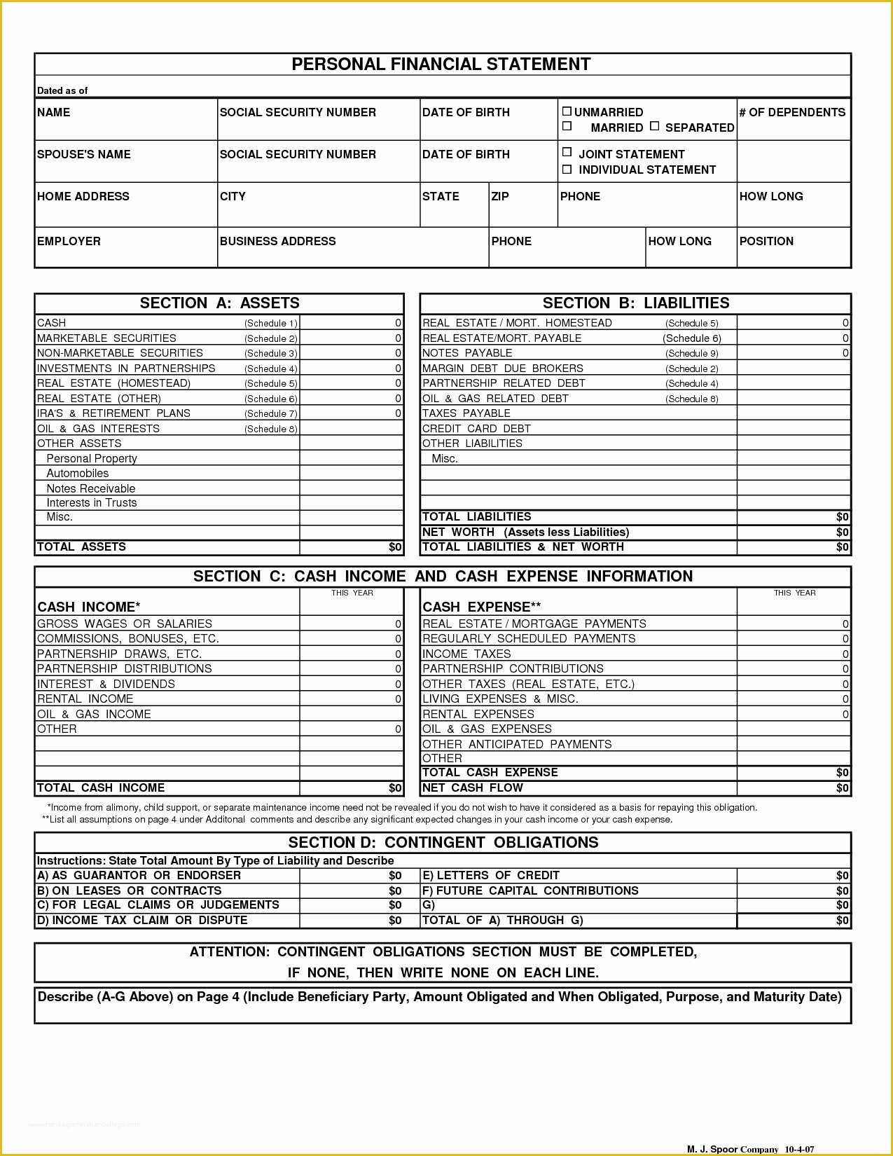 Free Financial Statement Template Of Personal Financial Statement Template