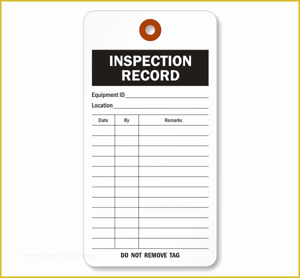 Free Fire Extinguisher Inspection Tags Template Of Cardstock Inspection Record Tag Sku 5510 C 100