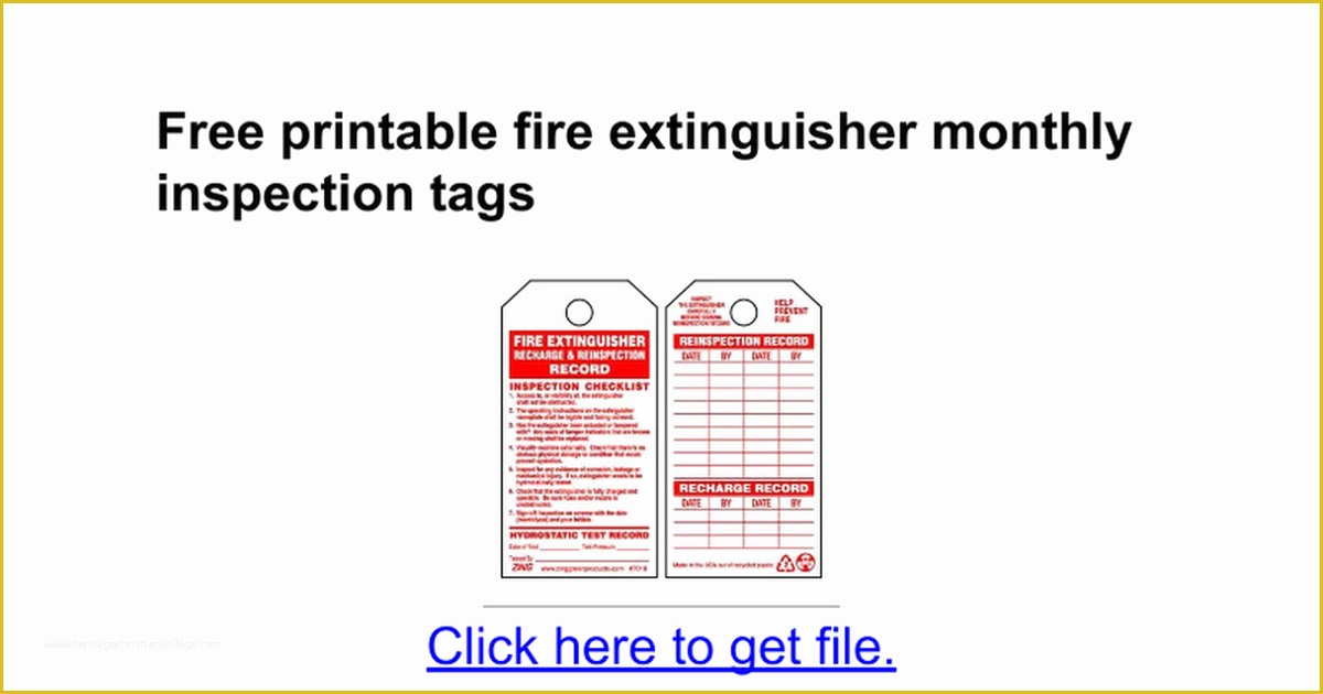 Free Fire Extinguisher Inspection Tags Template Of Fire Extinguisher Inspection Tag Template