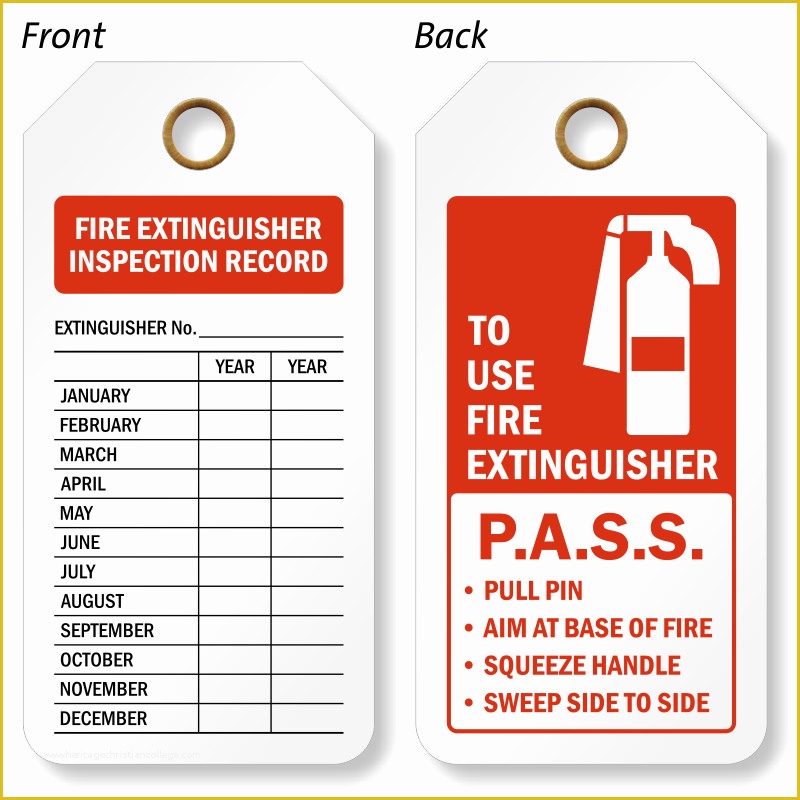 Free Fire Extinguisher Inspection Tags Template Of Monthly Fire Extinguisher Inspection Tags