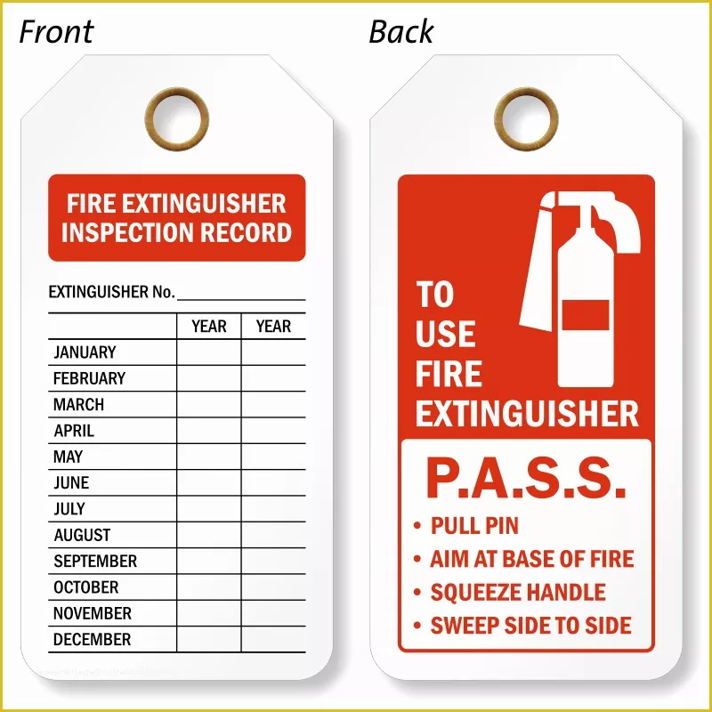 Free Fire Extinguisher Inspection Tags Template Of Monthly Fire Extinguisher Inspection Tags