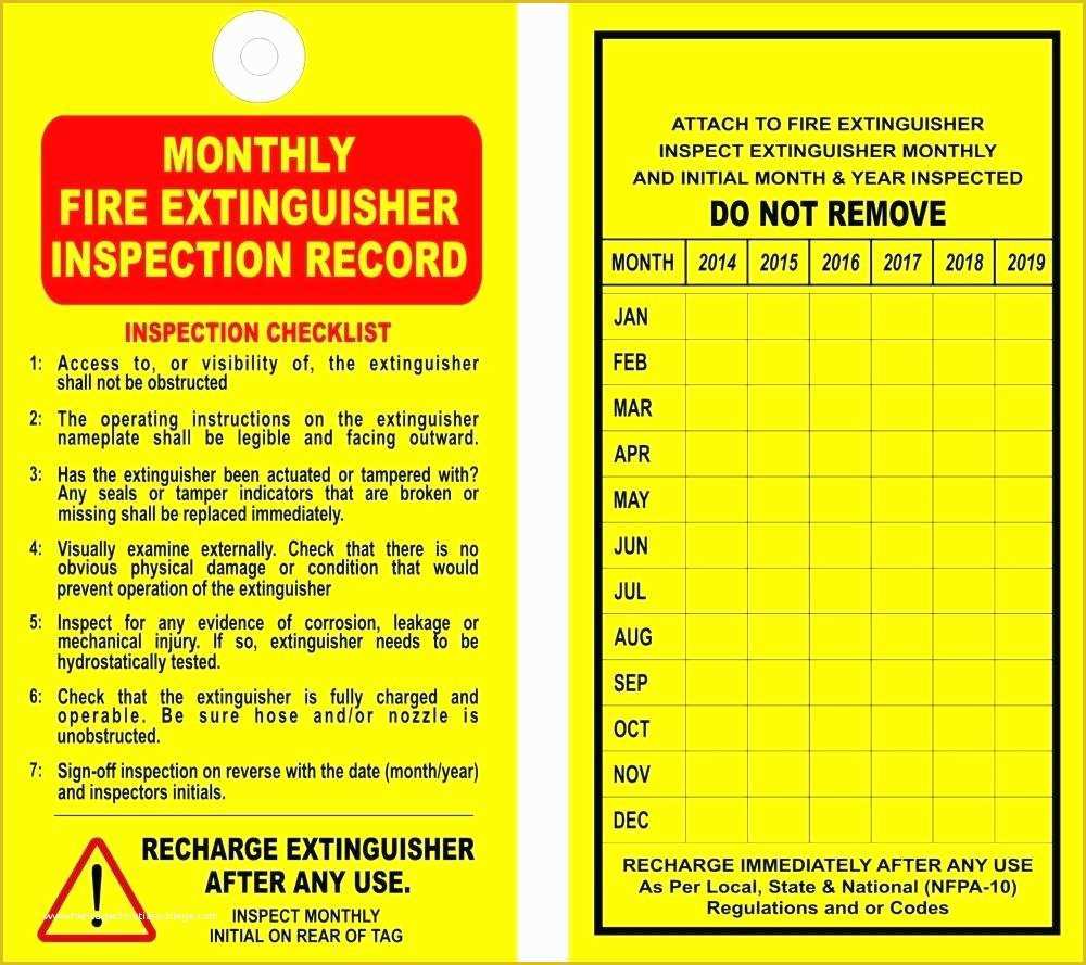 Free Fire Extinguisher Inspection Tags Template Of Template Fire Extinguisher Inspection Tag Template