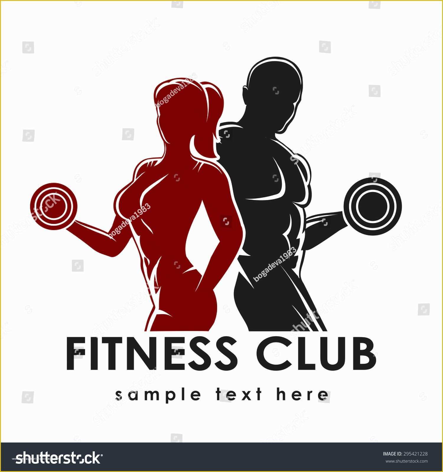Free Fitness Logo Templates Of Fitness Club Logo Emblem Woman Man Stock Vector