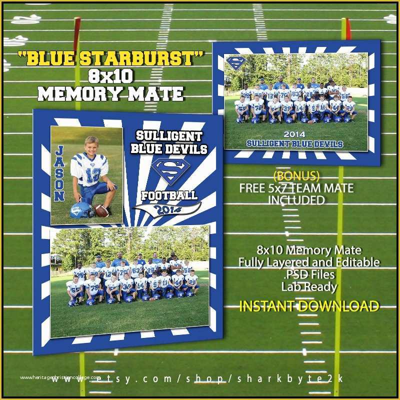 Free Football Memory Mate Templates Of 2017 Football Sports Memory Mate Template for Shop Blue