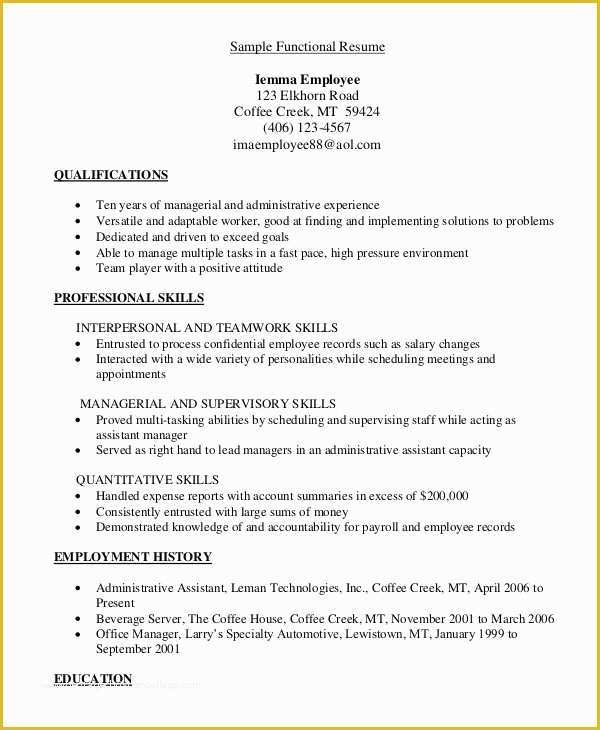 Free Functional Resume Template Of 10 Functional Resume Templates Pdf Doc