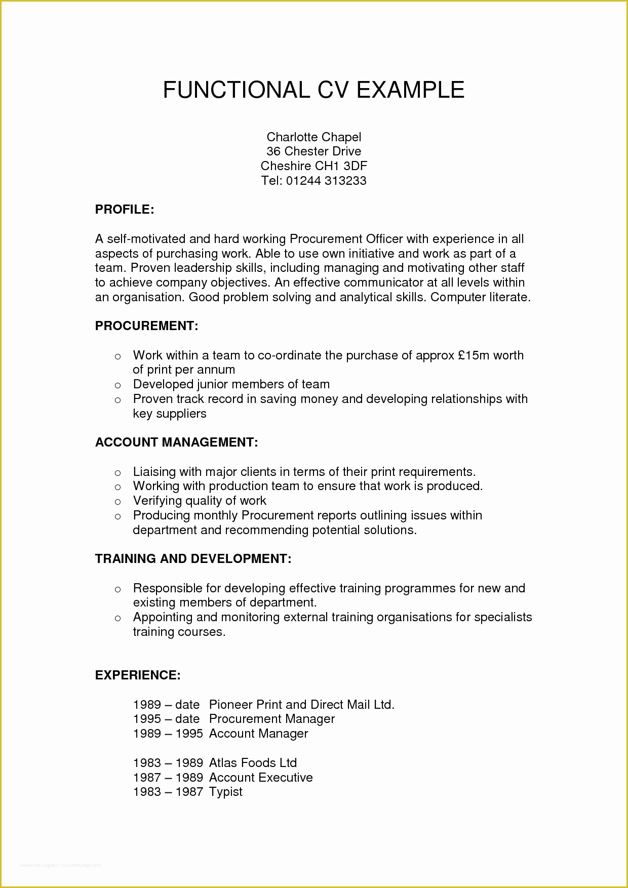Free Functional Resume Template Of Canadian Resume format Doc