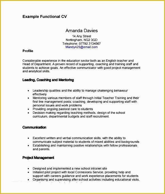 Free Functional Resume Template Of Functional Cv Template Pdf Printable Free Samples