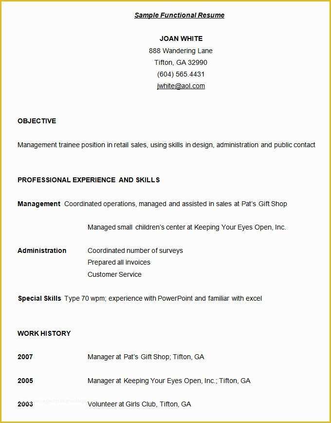 Free Functional Resume Template Of Functional Resume Template – 15 Free Samples Examples