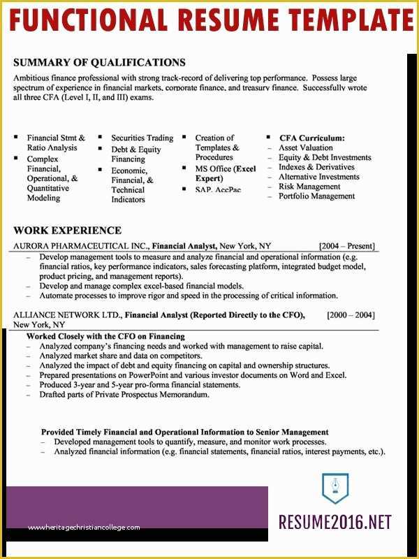 Free Functional Resume Template Of Functional Resume Template 2017