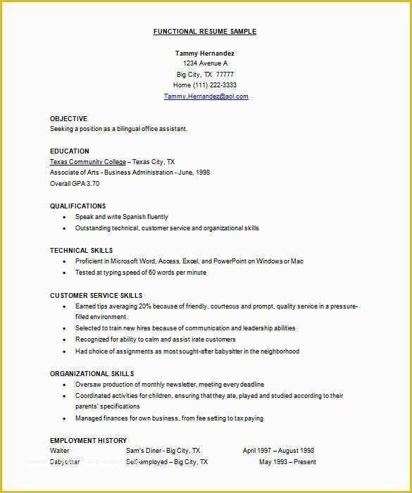 Free Functional Resume Template Of Resume Template – 92 Free Word Excel Pdf Psd format