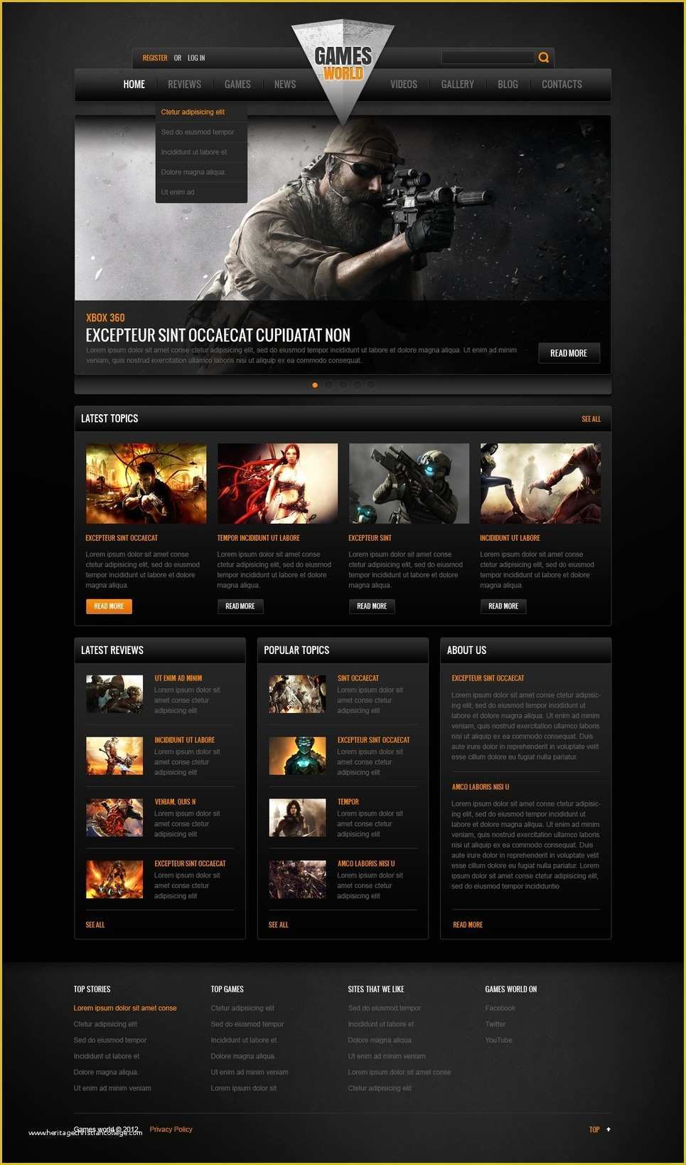 Free Game Templates Of Game Portal Website Template