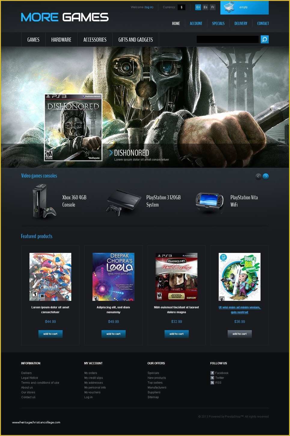 Free Game Templates Of Games & Consoles Prestashop theme