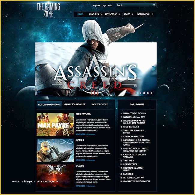 Free Game Templates Of Gaming Zone Joomla Games Template