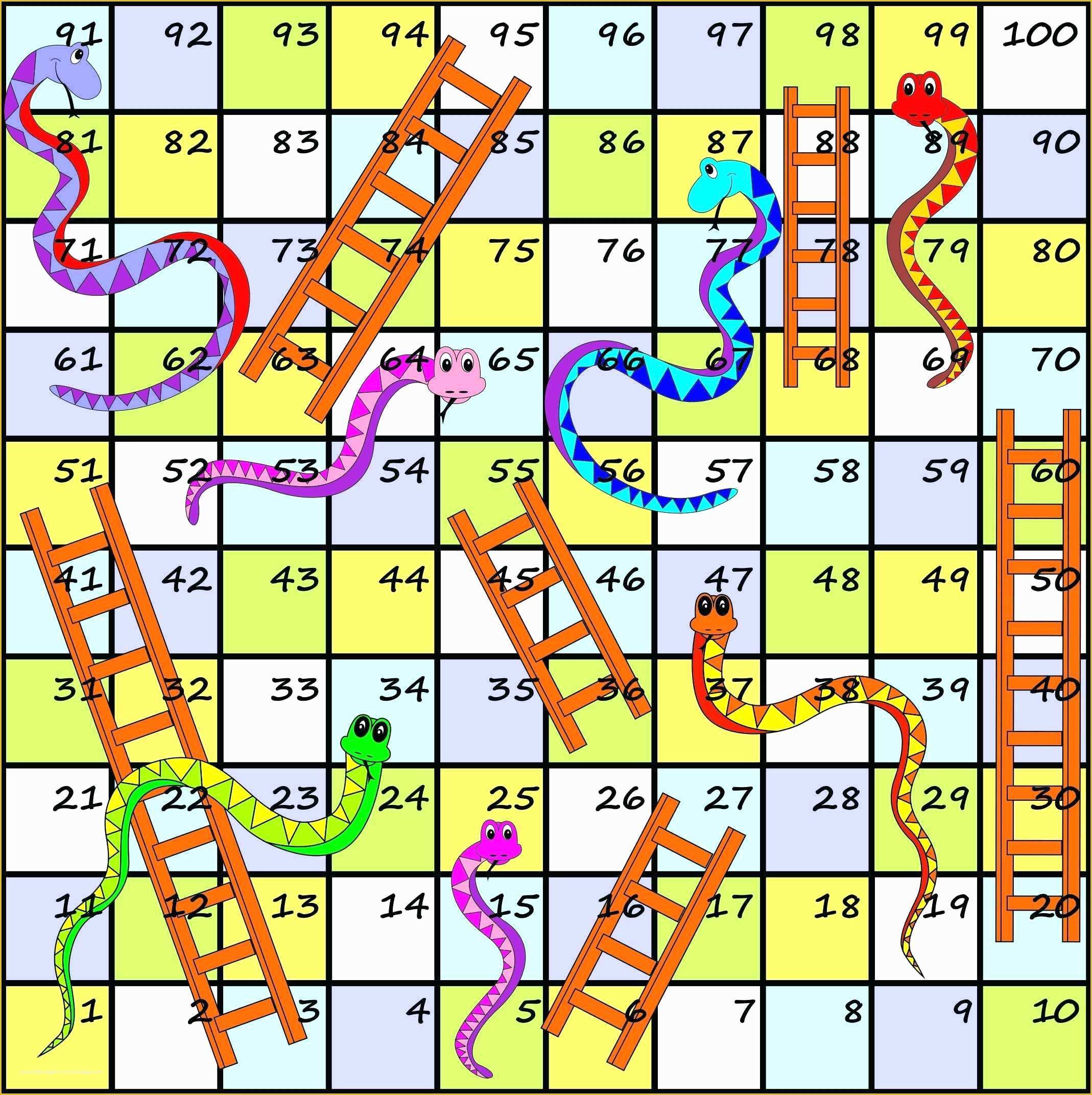 Free Game Templates Of Snakes and Ladders Printable Template