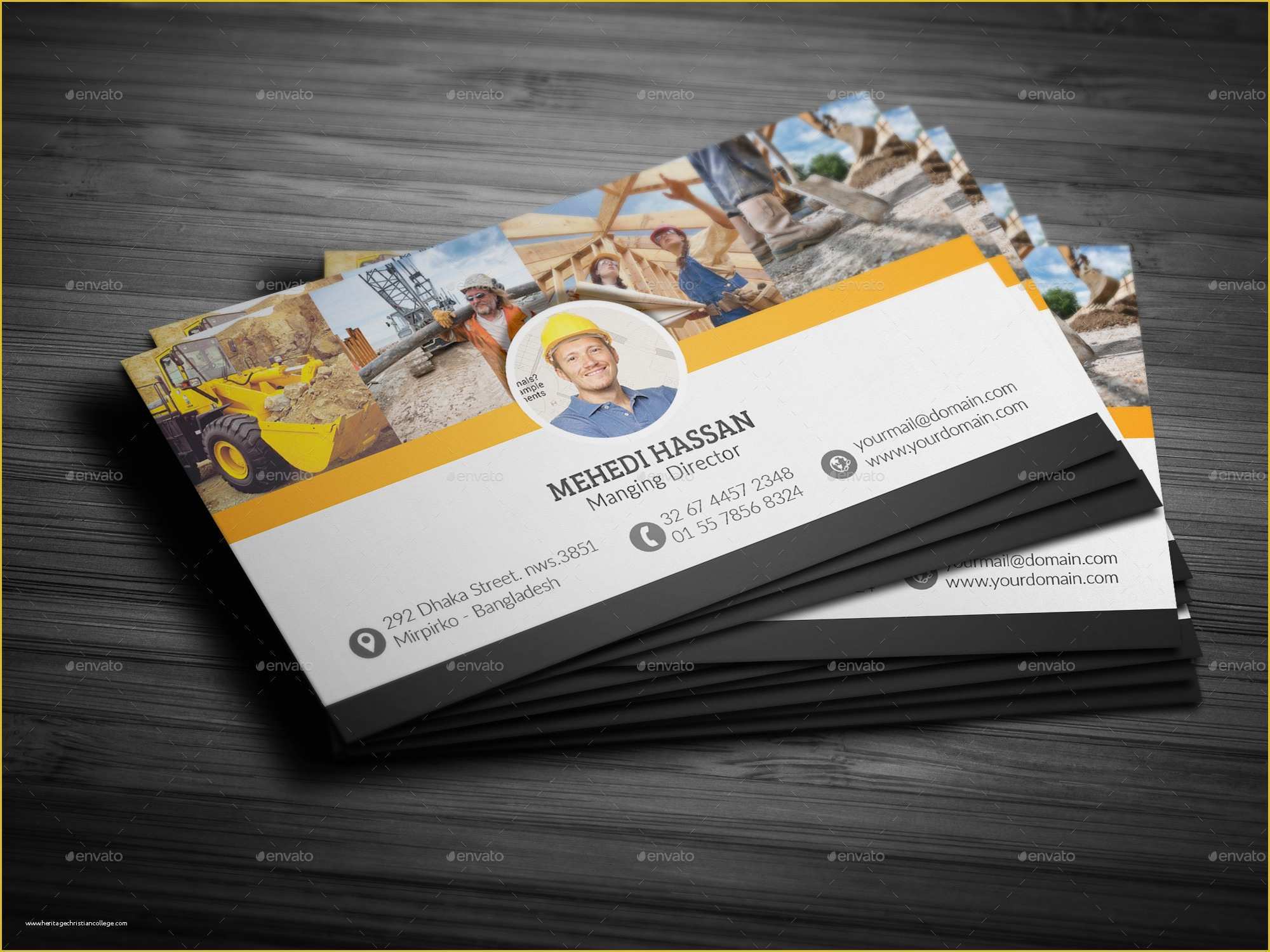 Free General Contractor Business Card Templates Of Construction Business Card by Mehedi Hassan