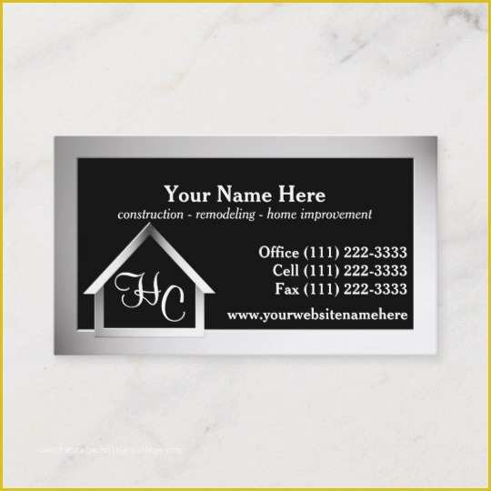 Free General Contractor Business Card Templates Of Steel Grey House Construction Business Card