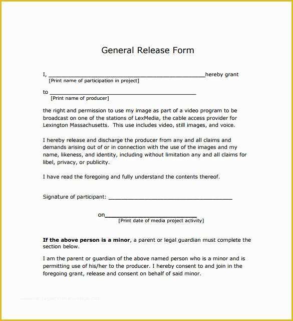 Free General Release form Template Of 8 General Release forms Samples