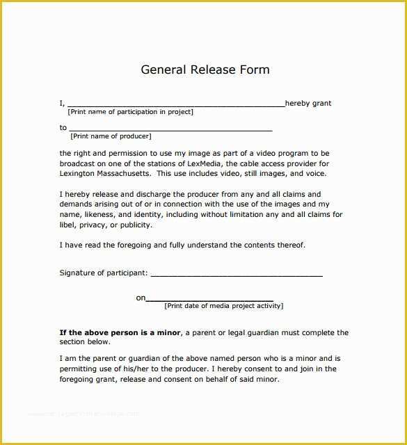 Free General Release form Template Of 8 General Release forms – Samples Examples & formats