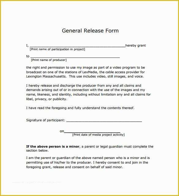 Free General Release Form Template Of 8 General Release Forms Samples 